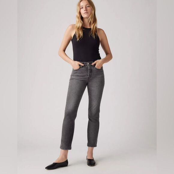 LEVIS WEDGIE FADED BLACK ANKLE JEANS SIZE 25 EUC BUTTON FLY - Picture 1 of 9